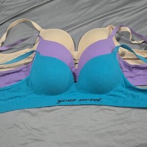 Seamless Padded Wireless Bra - Turquoise, Lavender, Cream